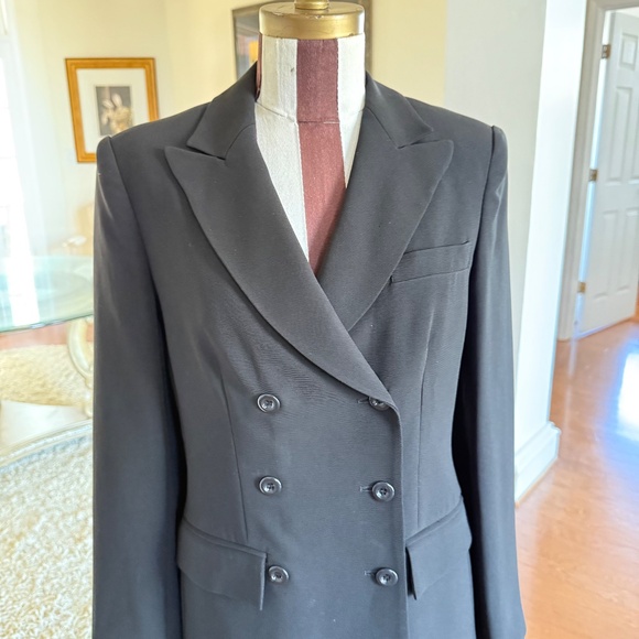 Vtg Ann Tjian for Kenar Double-Breasted Blazer Jacket Womens Sz 4 Black Career - Picture 2 of 12